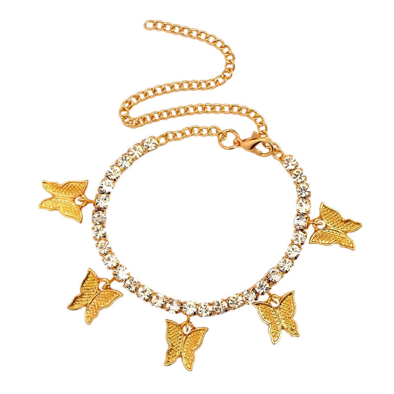 Butterfly Rhinestone Women's Ankle Bracelet