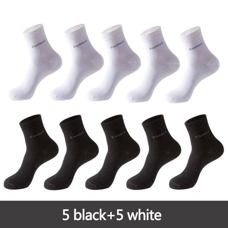 Men's Bamboo Fiber Basic Socks 10 Pairs Set