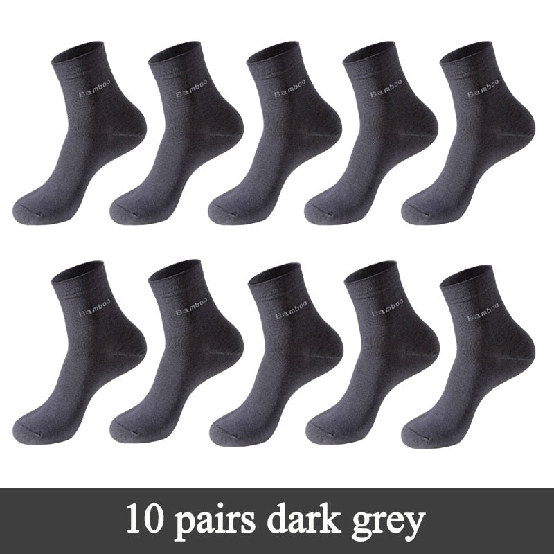 Men's Bamboo Fiber Basic Socks 10 Pairs Set