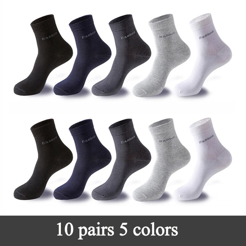 Men's Bamboo Fiber Basic Socks 10 Pairs Set