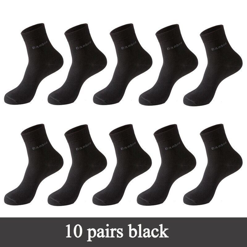 Men's Bamboo Fiber Basic Socks 10 Pairs Set