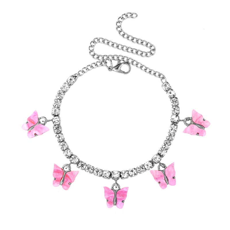 Butterfly Rhinestone Women's Ankle Bracelet