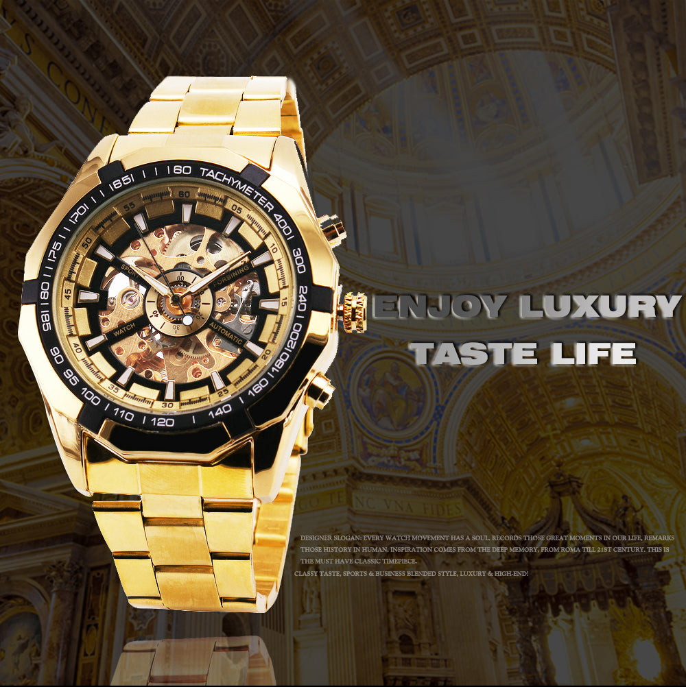 Cool Men's Skeleton Automatic Mechanical Watch