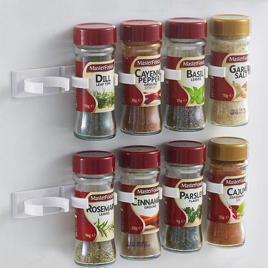 2/4PCS Spice Bottle Rack Kitchen Cabinet Storage Wall Mount Plastic Adhesive Clip Cabinet Organizer Spice Jars Clips