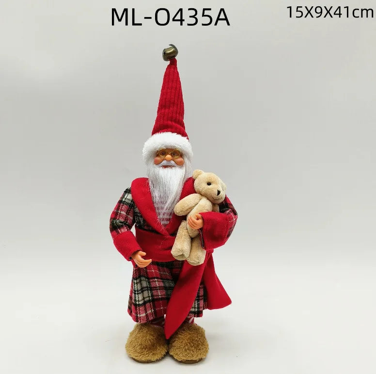 Standing Christmas Doll Figurine, Xmas Window Display Ornament, Holiday Home Decoration & Gift Supplies