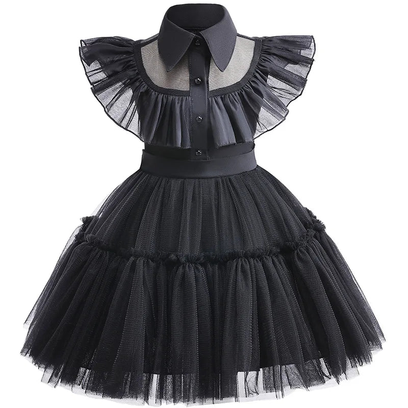 Halloween Cosplay Costume 0-6-year-old Baby Fashion Hollow lace princess dress carnival girls black evening dress