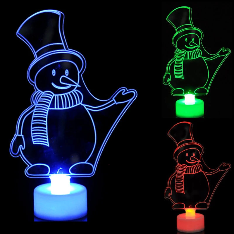 LED Mini Night Lights Colorful Flashing Lights Snowman Lamp Christmas Ornament