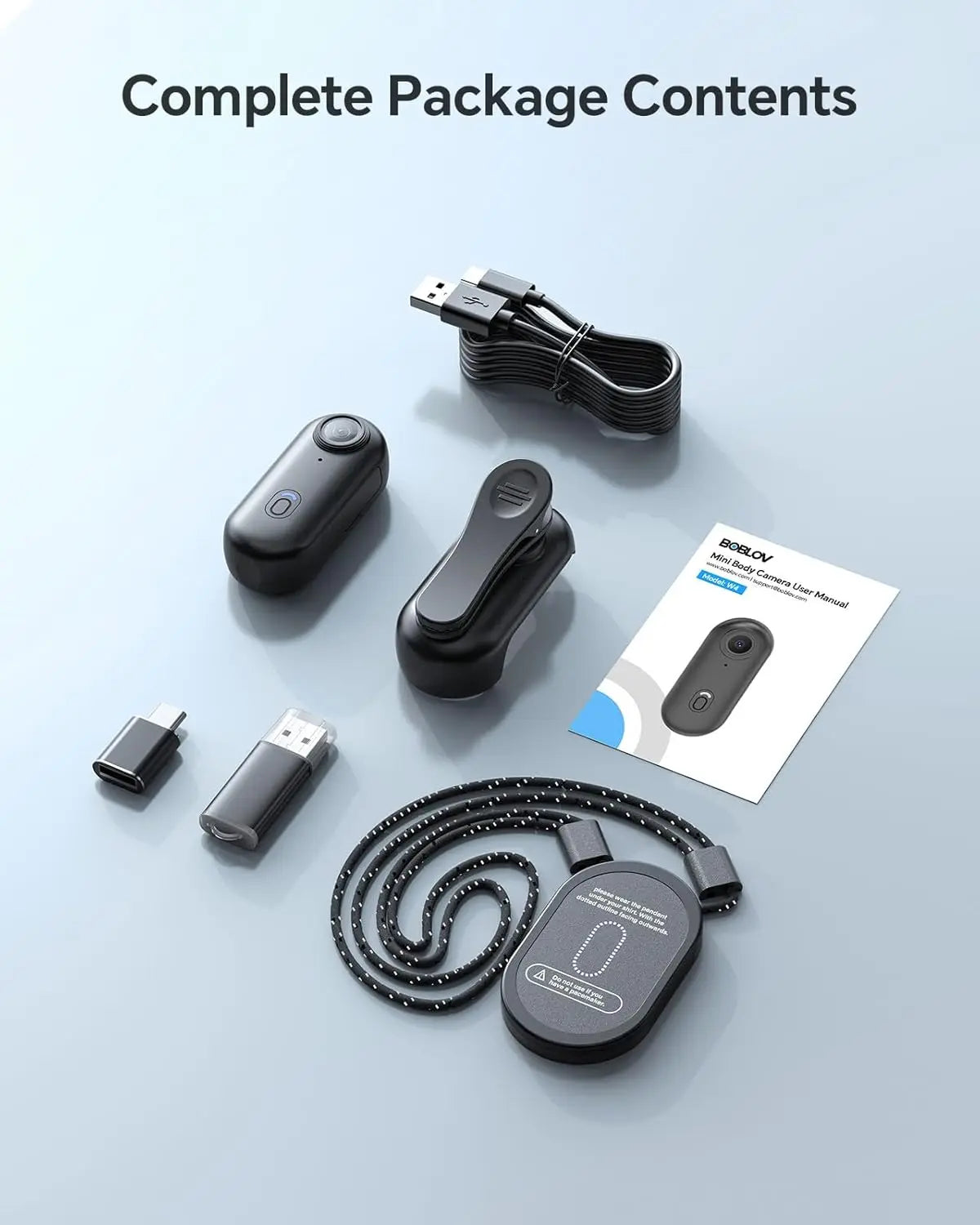 Mini Body Camera Wearable Camera 360°Rotatable Clip & Magnetic Clip
