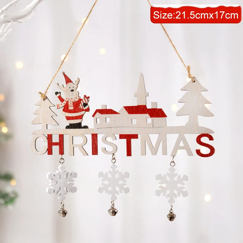 Gnome Santa Claus Wooden Hanging Ornament 2024 Merry Christmas Decoration
