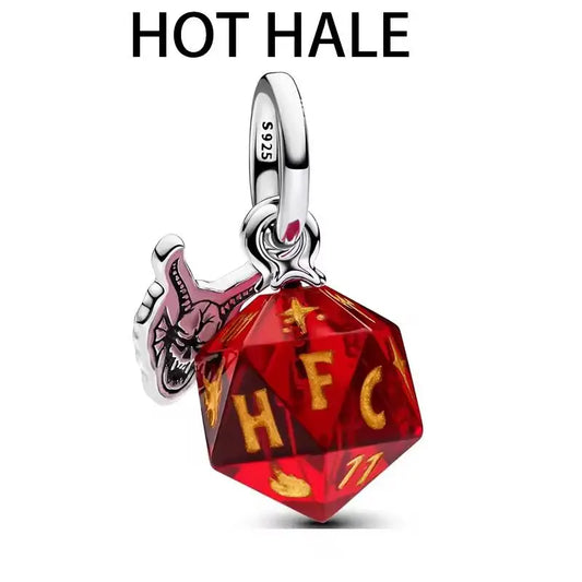 925 Silver Monster Character Pendant Glow in The Dark Red Heart Beads Jewelry Gift for Women