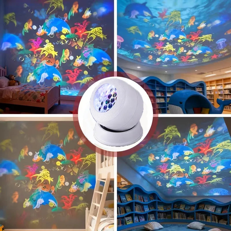 Christmas Projector Light,360° Rotating Dynamic Night Light USB Powered Christmas Pattern ,Night Lighting