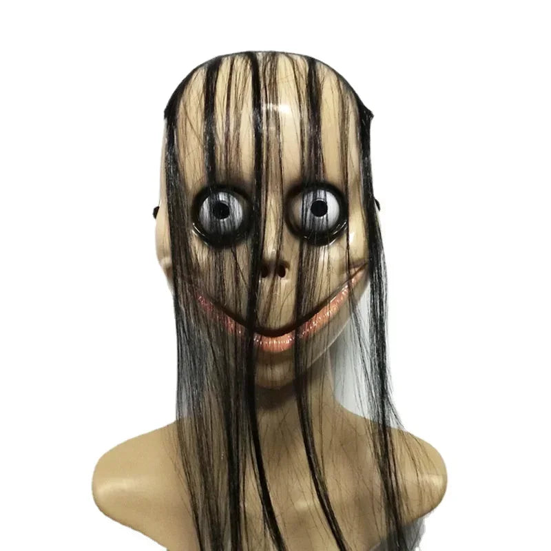 Halloween Horror with Long Hair Cosplay Female Ghost Mask