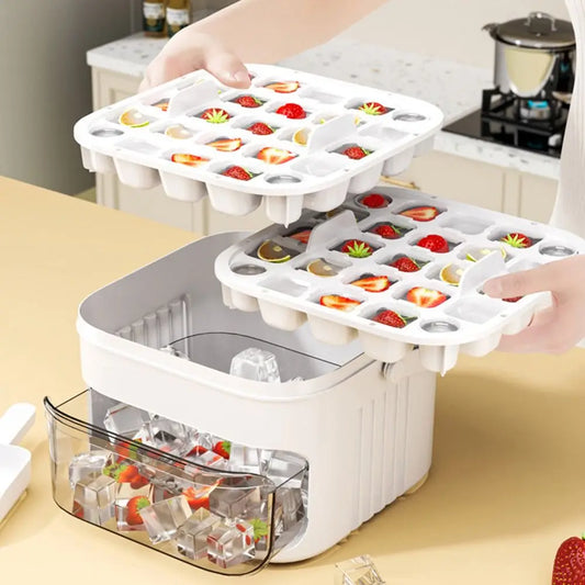 50-Cube Ice Maker with Easy Press Cap Double Layer Ice Cube Maker