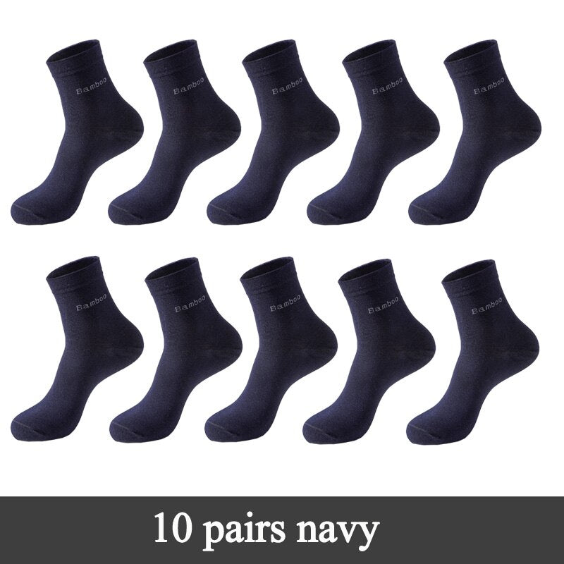 Men's Bamboo Fiber Basic Socks 10 Pairs Set