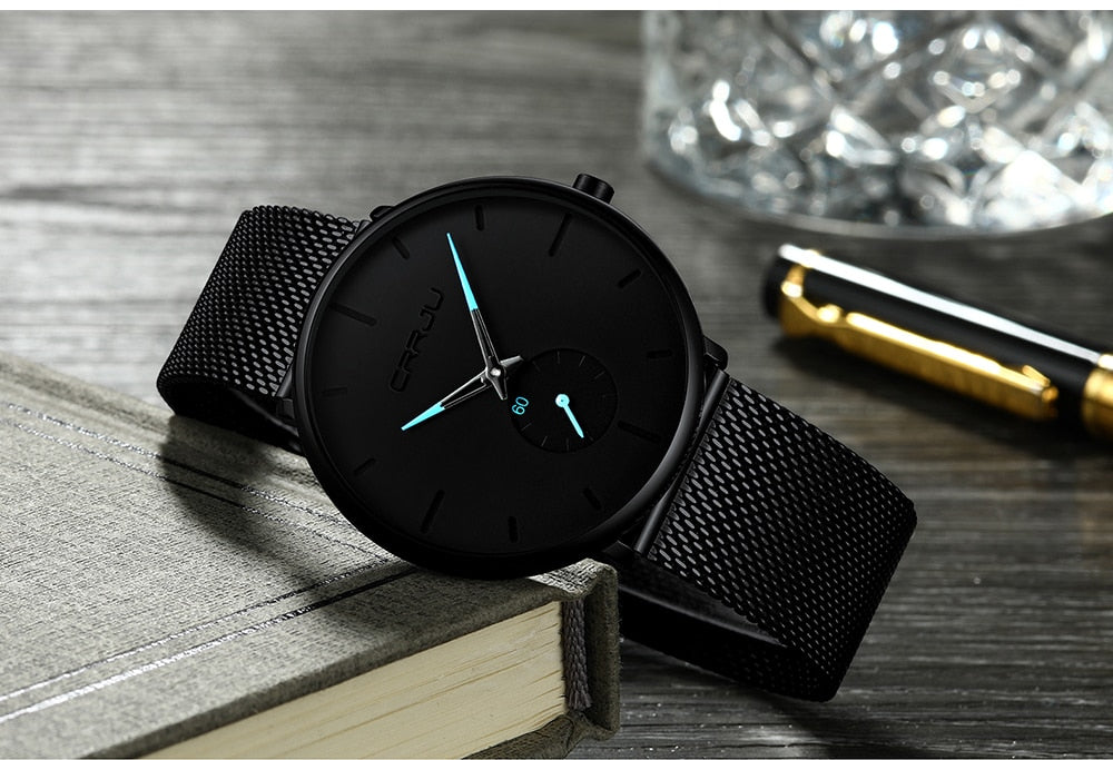 Men's Classic Style Black Steel Watch