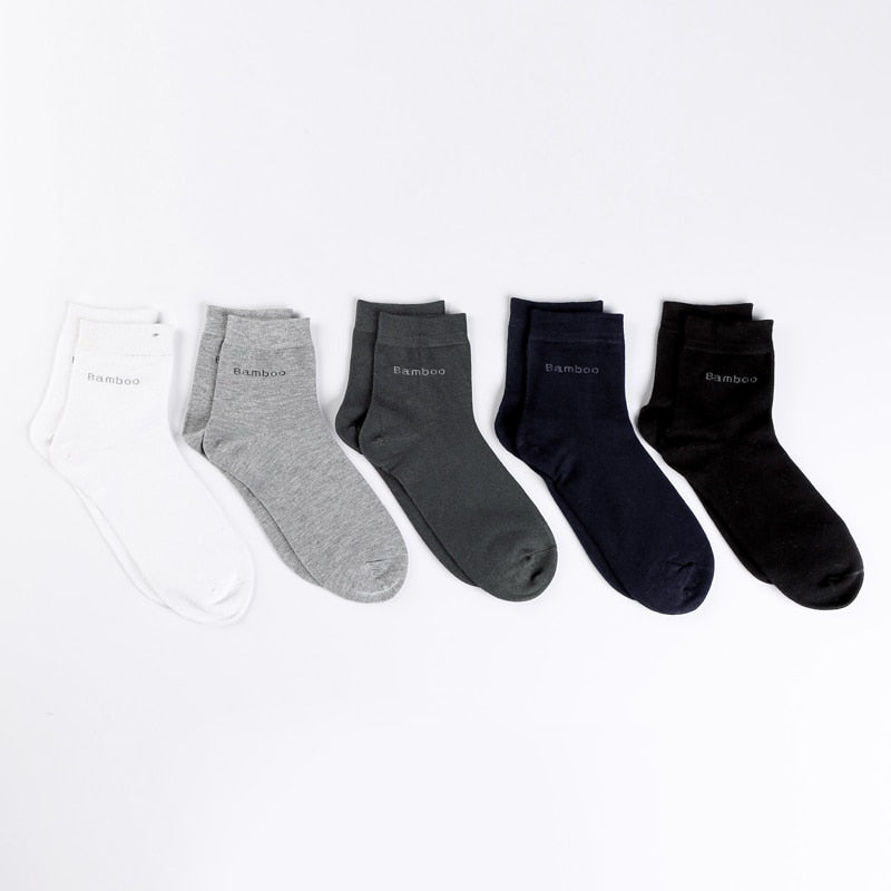 Men's Bamboo Fiber Basic Socks 10 Pairs Set