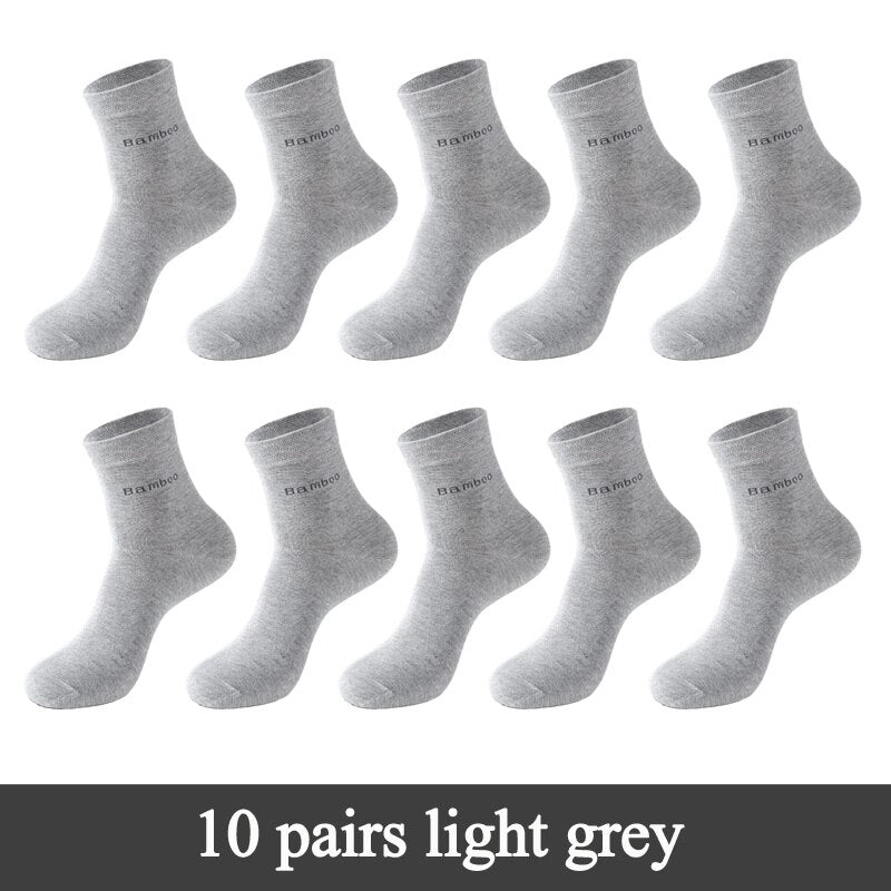 Men's Bamboo Fiber Basic Socks 10 Pairs Set