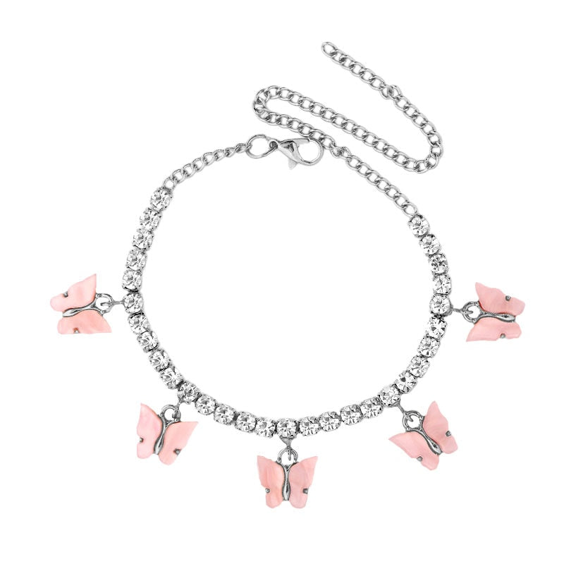 Butterfly Rhinestone Women's Ankle Bracelet