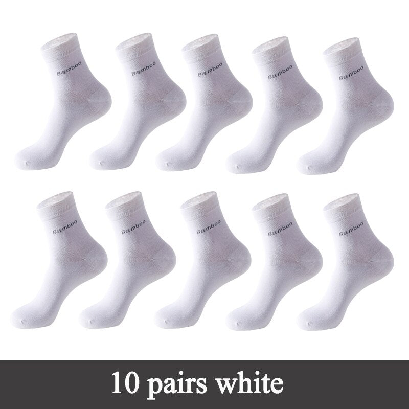 Men's Bamboo Fiber Basic Socks 10 Pairs Set