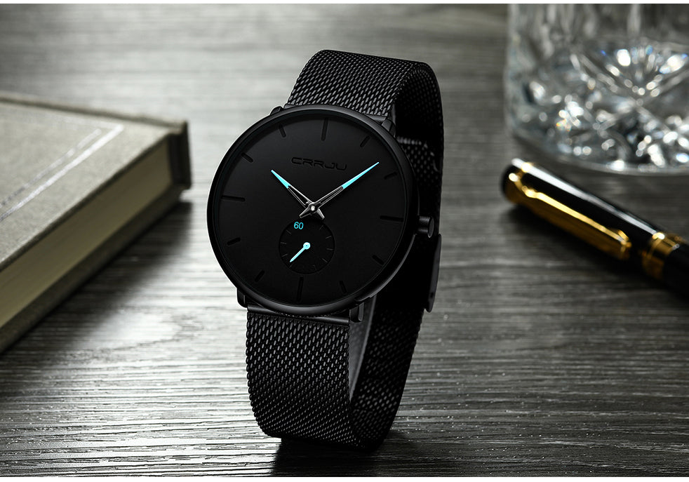 Men's Classic Style Black Steel Watch
