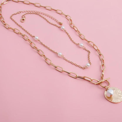 Women's Baroque Pearl Coin Pendant