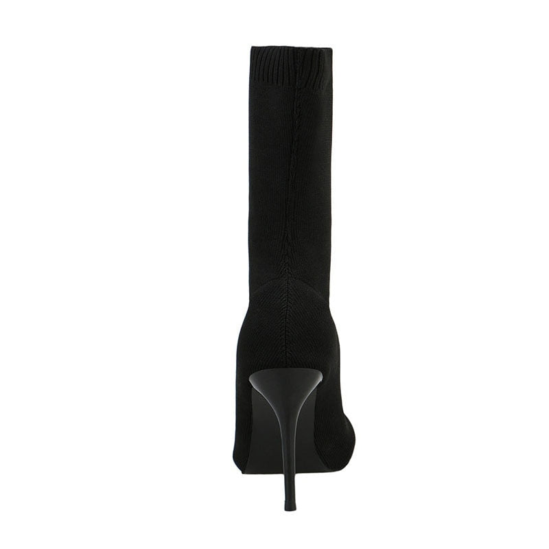 Women's Sock Style High Heel Boots