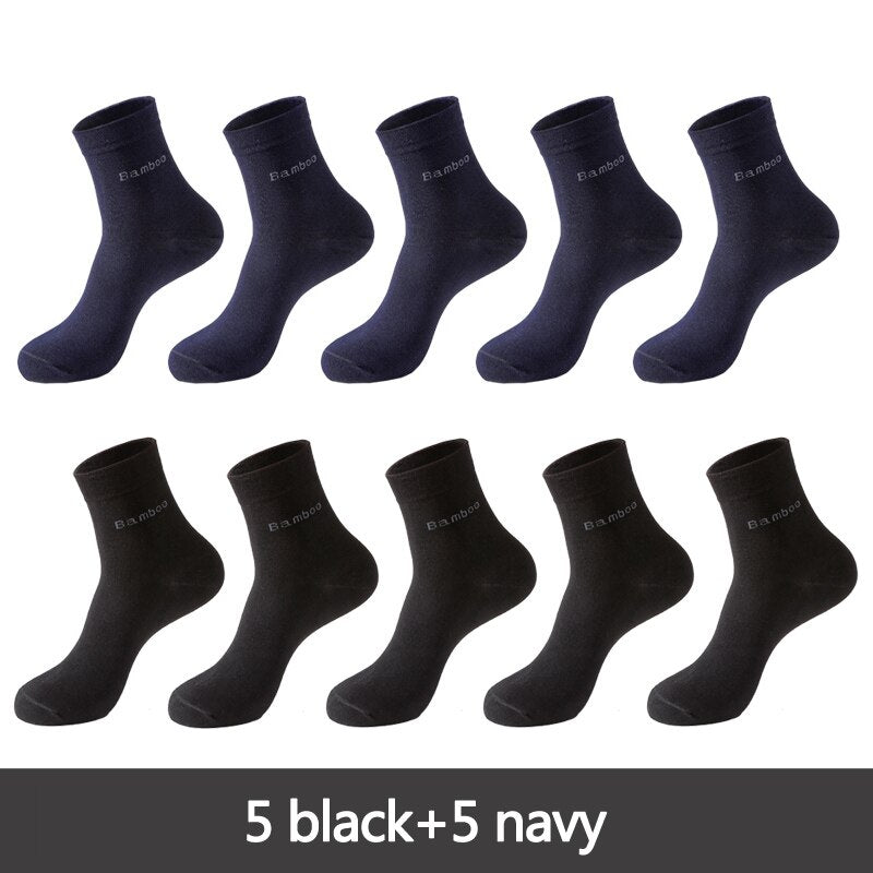 Men's Bamboo Fiber Basic Socks 10 Pairs Set