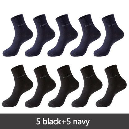 Men's Bamboo Fiber Basic Socks 10 Pairs Set
