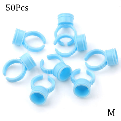 Disposable Eyelash Extension Glue Rings 50 / 100 Pcs Set