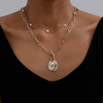 Women's Baroque Pearl Coin Pendant