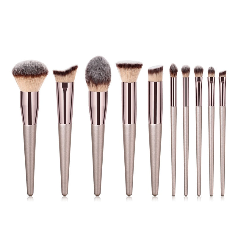 Champagne Color Makeup Brushes Set