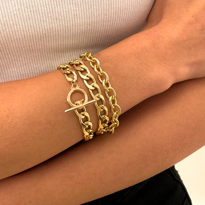 Curb Cuban Chain Bracelets Set for Women, 4 Pcs