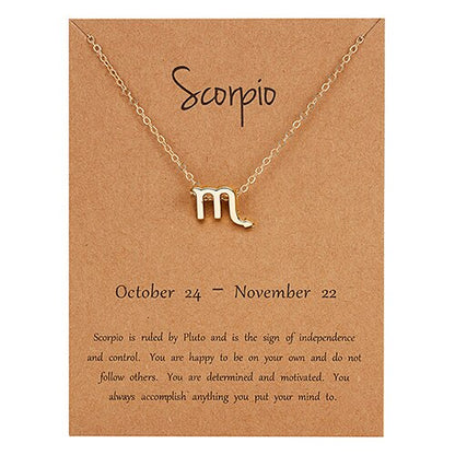 Women's Elegant Zodiac Sign Pendant Necklace