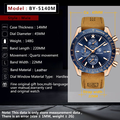 Luxury Luminous Waterproof Casual Reloj Chronograph Auto Date Accurate Men's Watch
