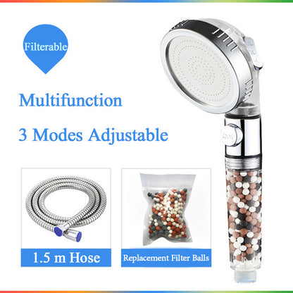 Plastic Silver Shower Head Decorated with Stones