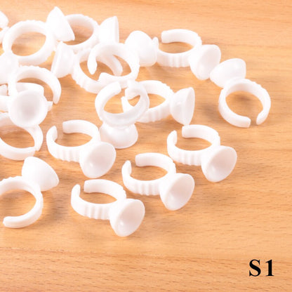 Disposable Eyelash Extension Glue Rings 50 / 100 Pcs Set
