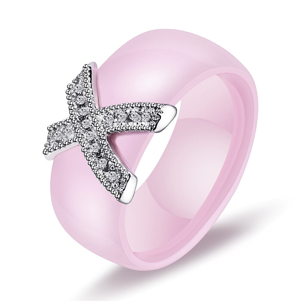 Stylish Ceramic Crystal Ring