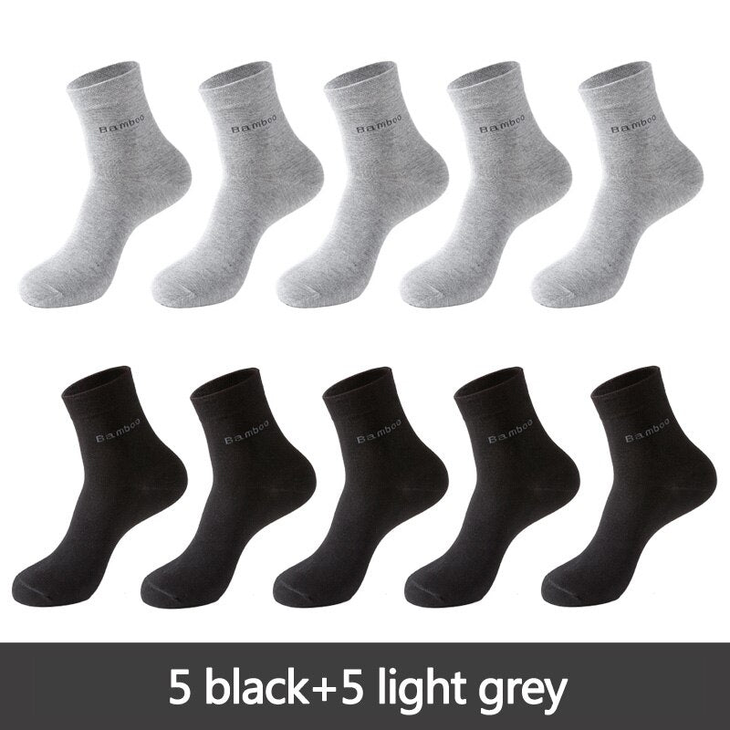 Men's Bamboo Fiber Basic Socks 10 Pairs Set