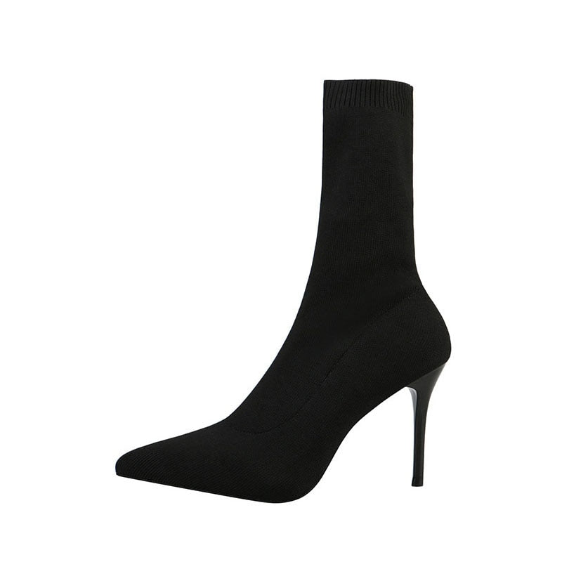 Women's Sock Style High Heel Boots