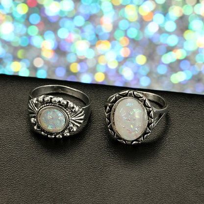 Vintage Antique Silver Ring Set 8 Pcs