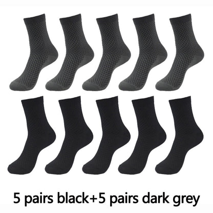Men's Textured Style Socks 10 Pairs Set
