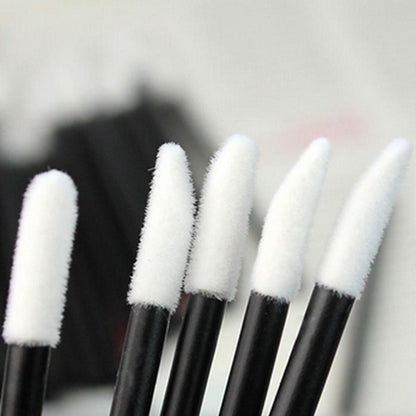 Black and White Disposable Lipgloss Brush 50 Pcs Set