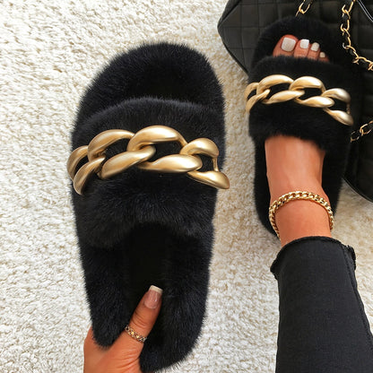 Women's Winter Fur Slippers for Home