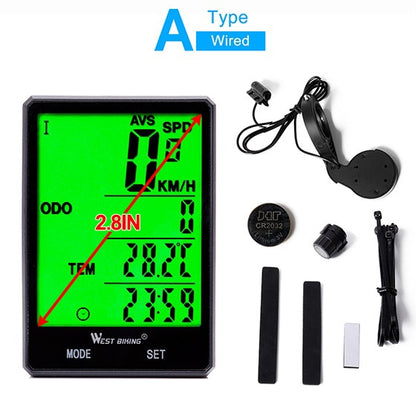 Rainproof 2.8" Screen Wireless or Wired Bicycle Computer