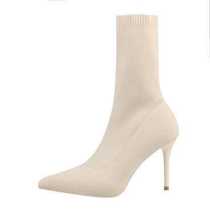Women's Sock Style High Heel Boots