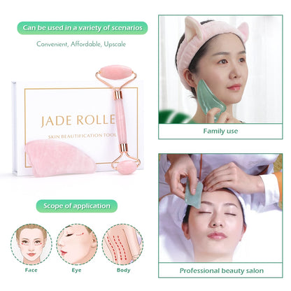 Rose Quartz Jade Face Massage Roller