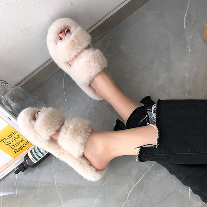Women's Winter Fur Slippers for Home