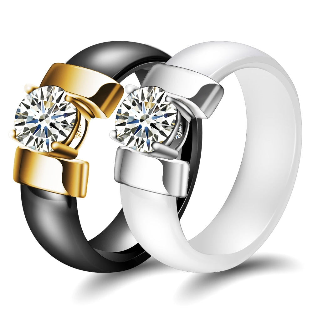 Stylish Ceramic Crystal Ring