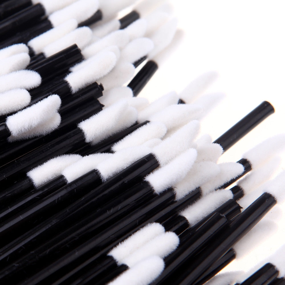 Black and White Disposable Lipgloss Brush 50 Pcs Set
