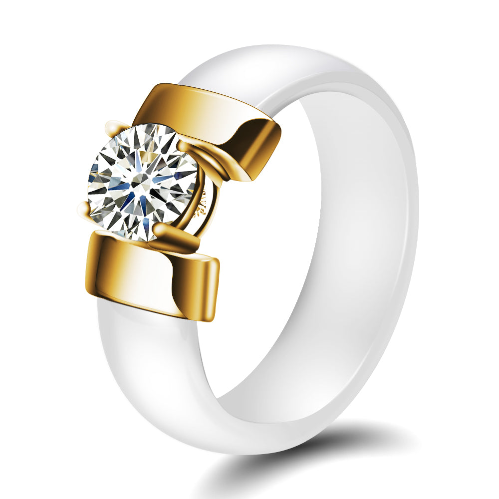 Stylish Ceramic Crystal Ring